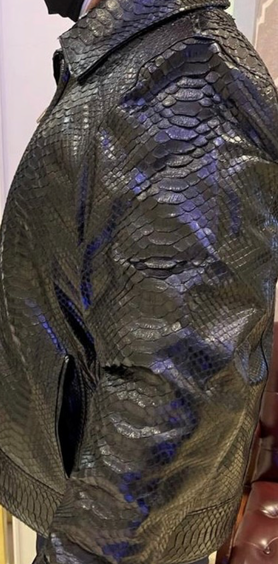 Men’s Black Python Jacket WITH REMOVEABLE COLLAR - Bernini.com